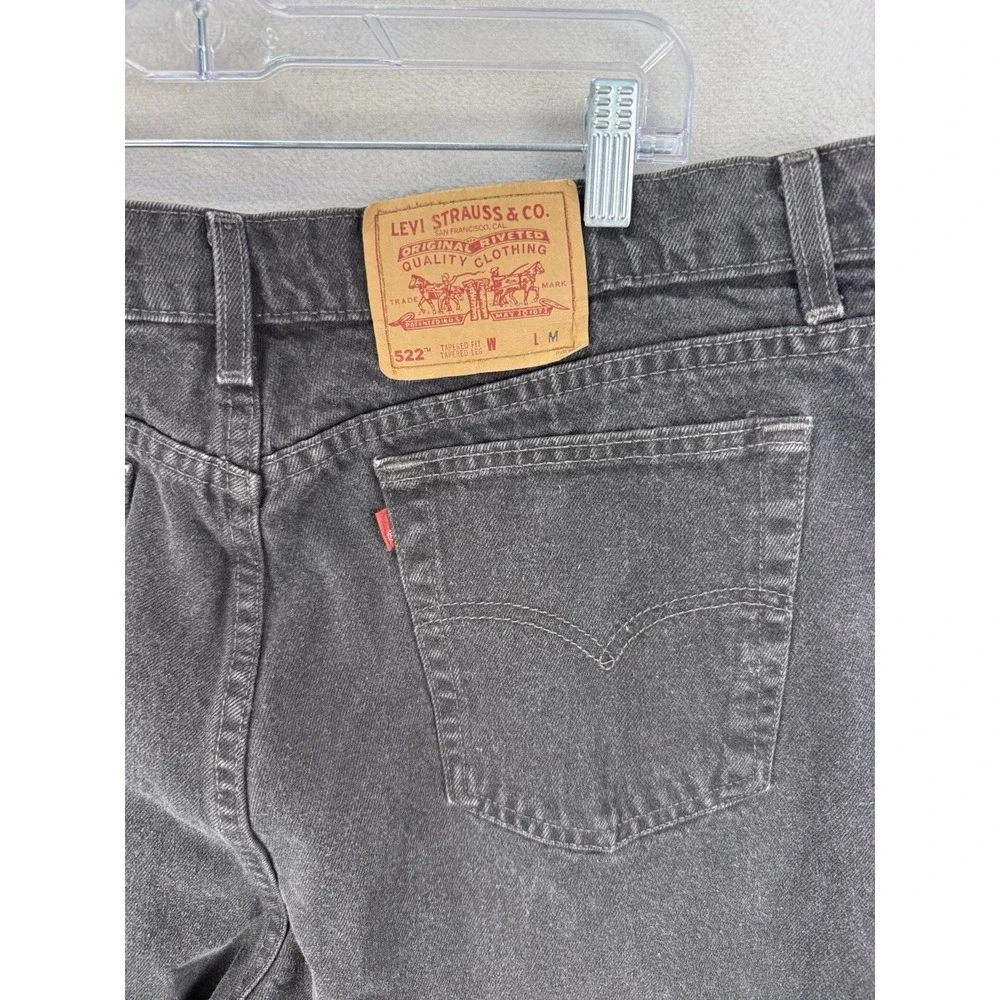 Vintage‎ Levis 522 Jeans Women's Sz 22 Med Black Tapered Fit High Rise USA 90s
